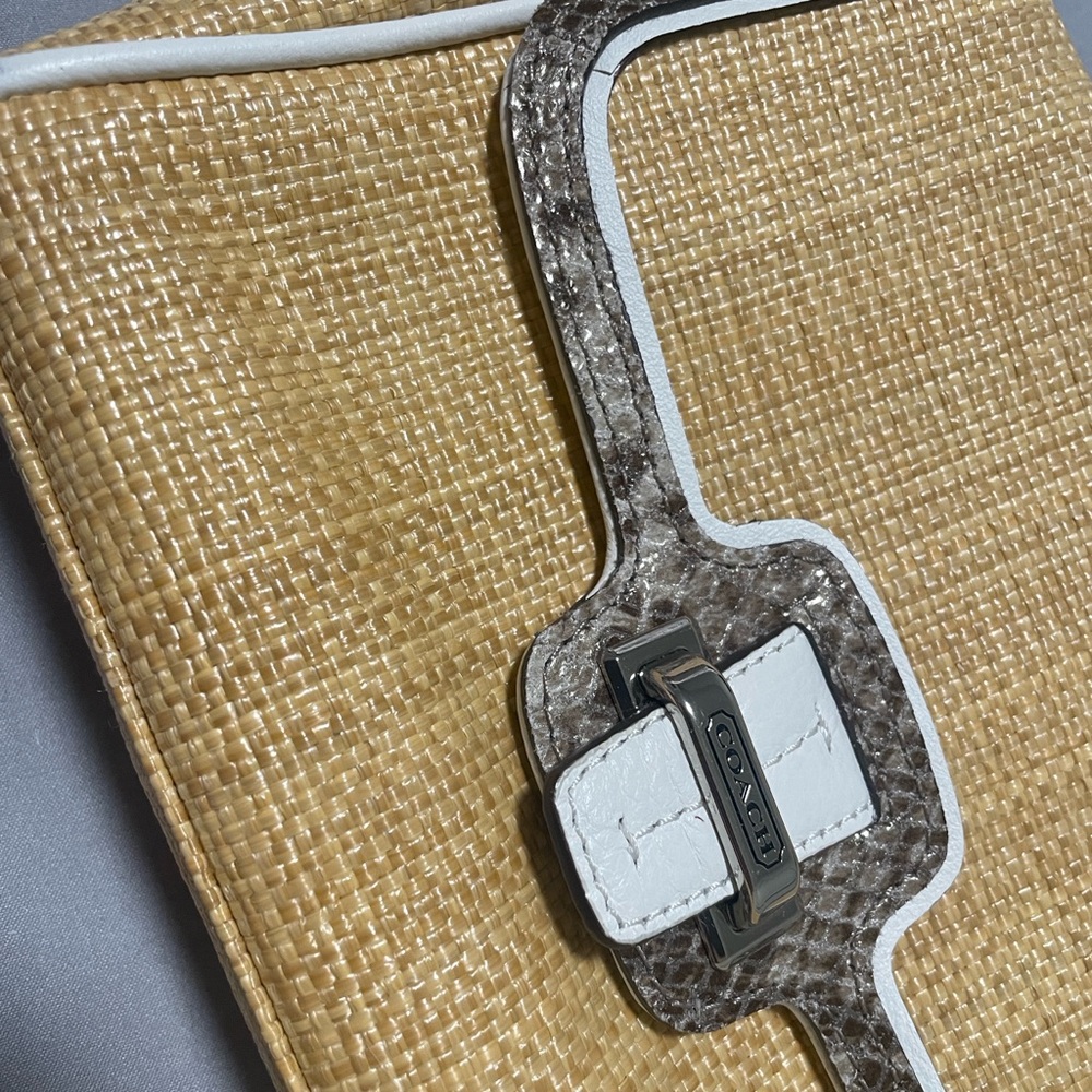 Brand New Coach Linen Woven Clutch with Magnetic Closure